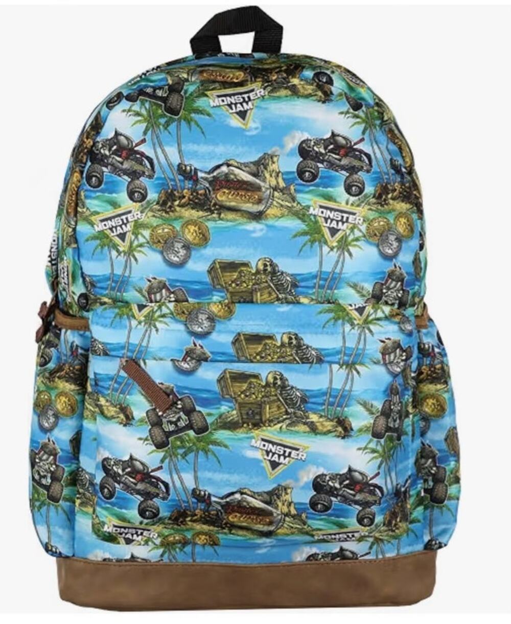Monster Jam Backpack Pirate Curse 16" with Adjustable Shoulder Straps